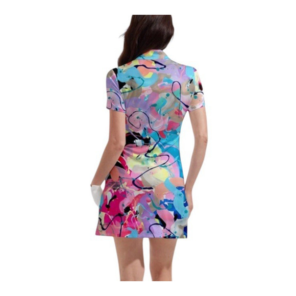 ACEGOLFS Women Plus Size 2XL Multicolor 1/4 Zip Short Sleeve Pullover Dress NWOT - Picture 5 of 10